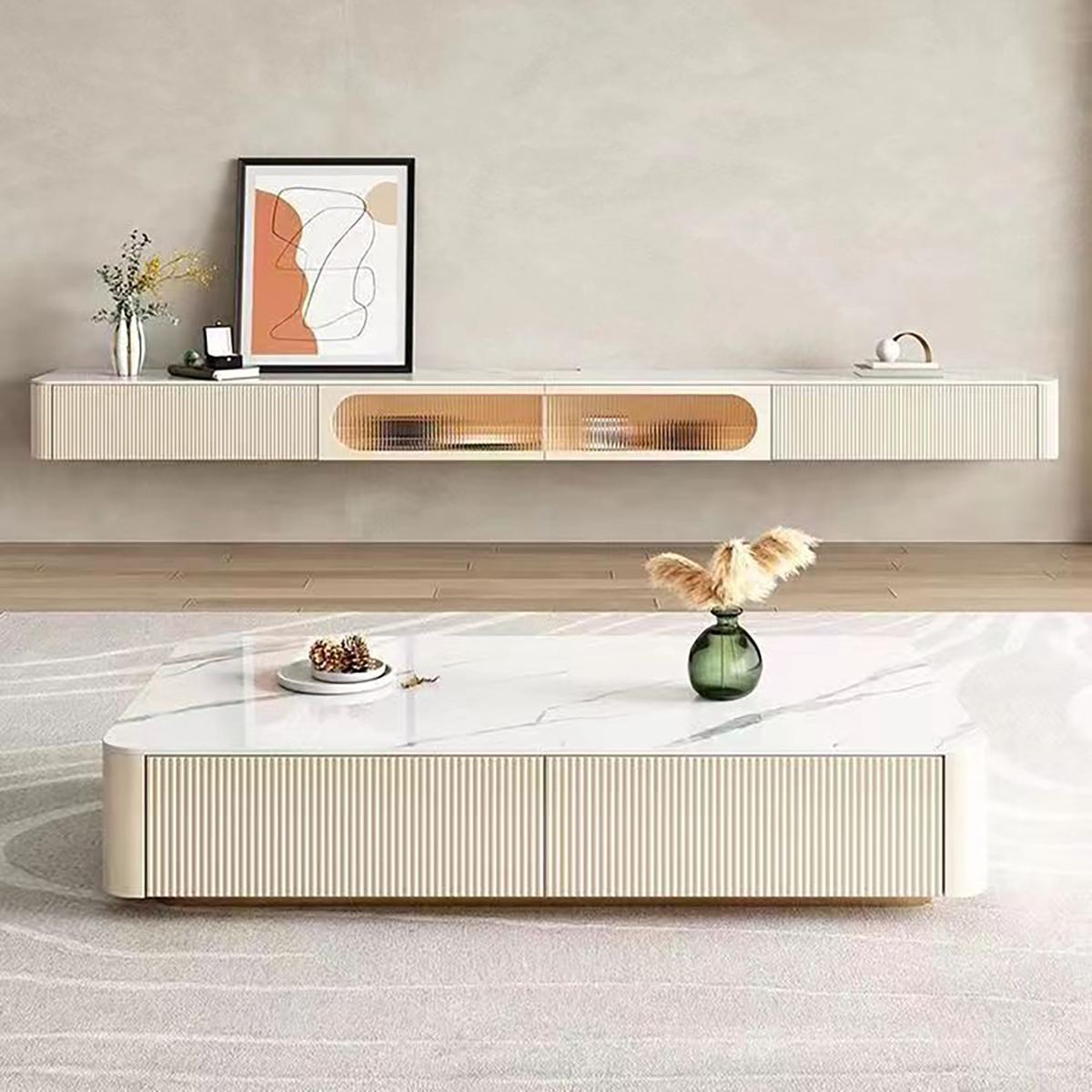 輕奢客廳家用小戶型儲物雪山白亮光巖板長茶幾   WH35T099C