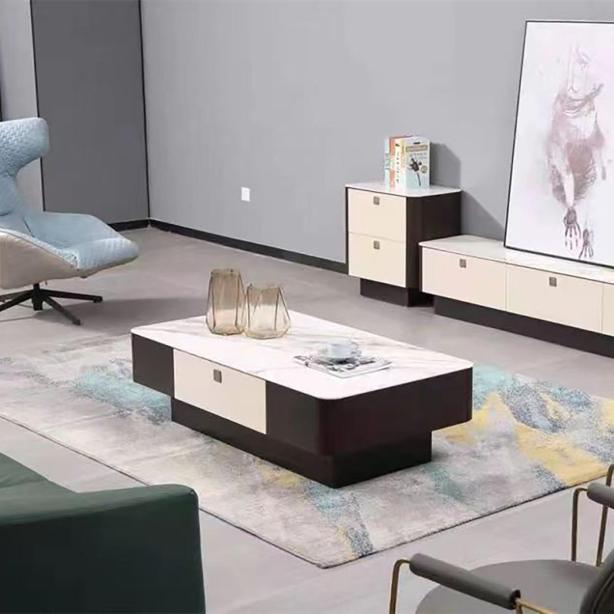 簡約巖板咖啡桌儲物茶桌客廳時尚巖板臺面茶幾   WH35T100C