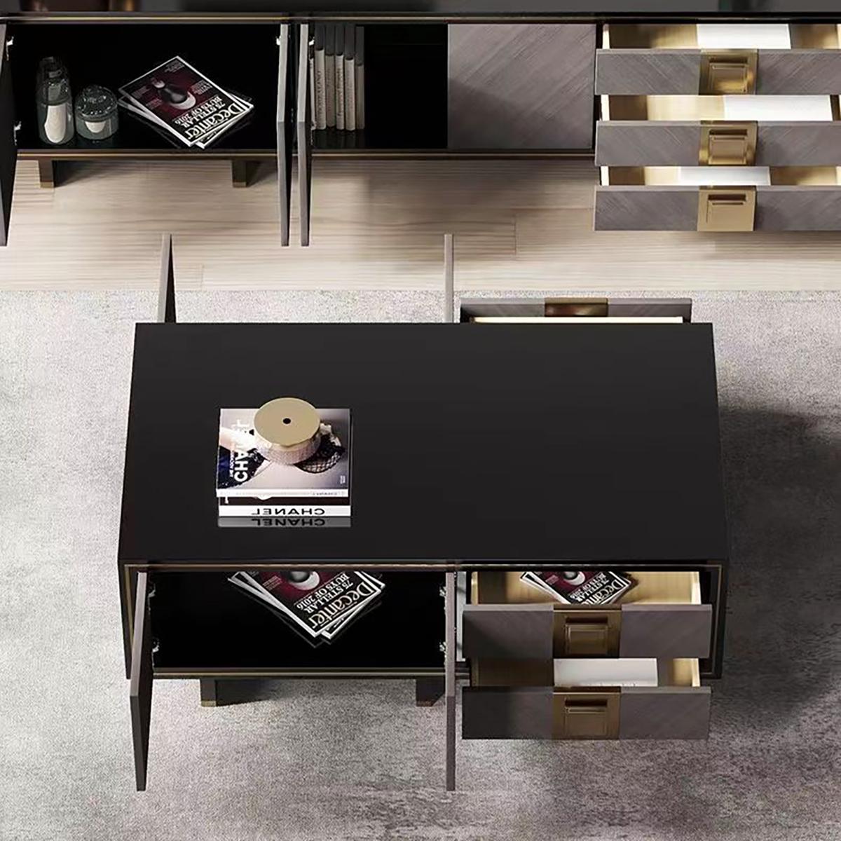 輕奢家用客廳收納茶幾新古典烤漆鋼化玻璃茶幾  WH35T103C