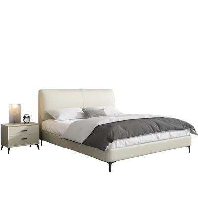 意式進口落葉松框架 極簡雙人軟包貓抓皮齊邊床 W35C006C